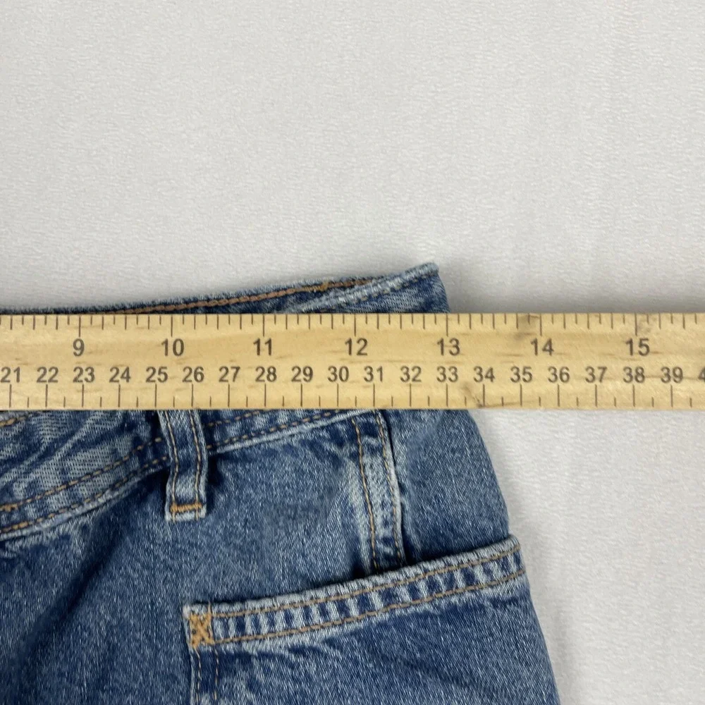 We the Free Free People Jeans Womens Size 24 Izzy Low Rise Flare Blue Raw Hem‎